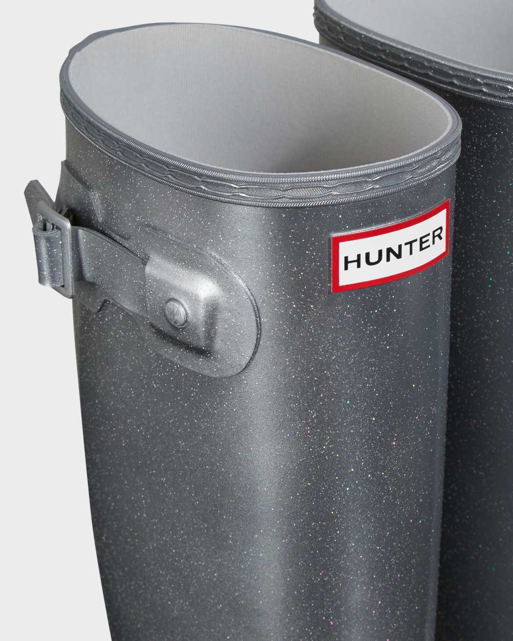 Hunter Original Tall Cosmic Glitter Women's Rain Boots NZ-25157K Silver